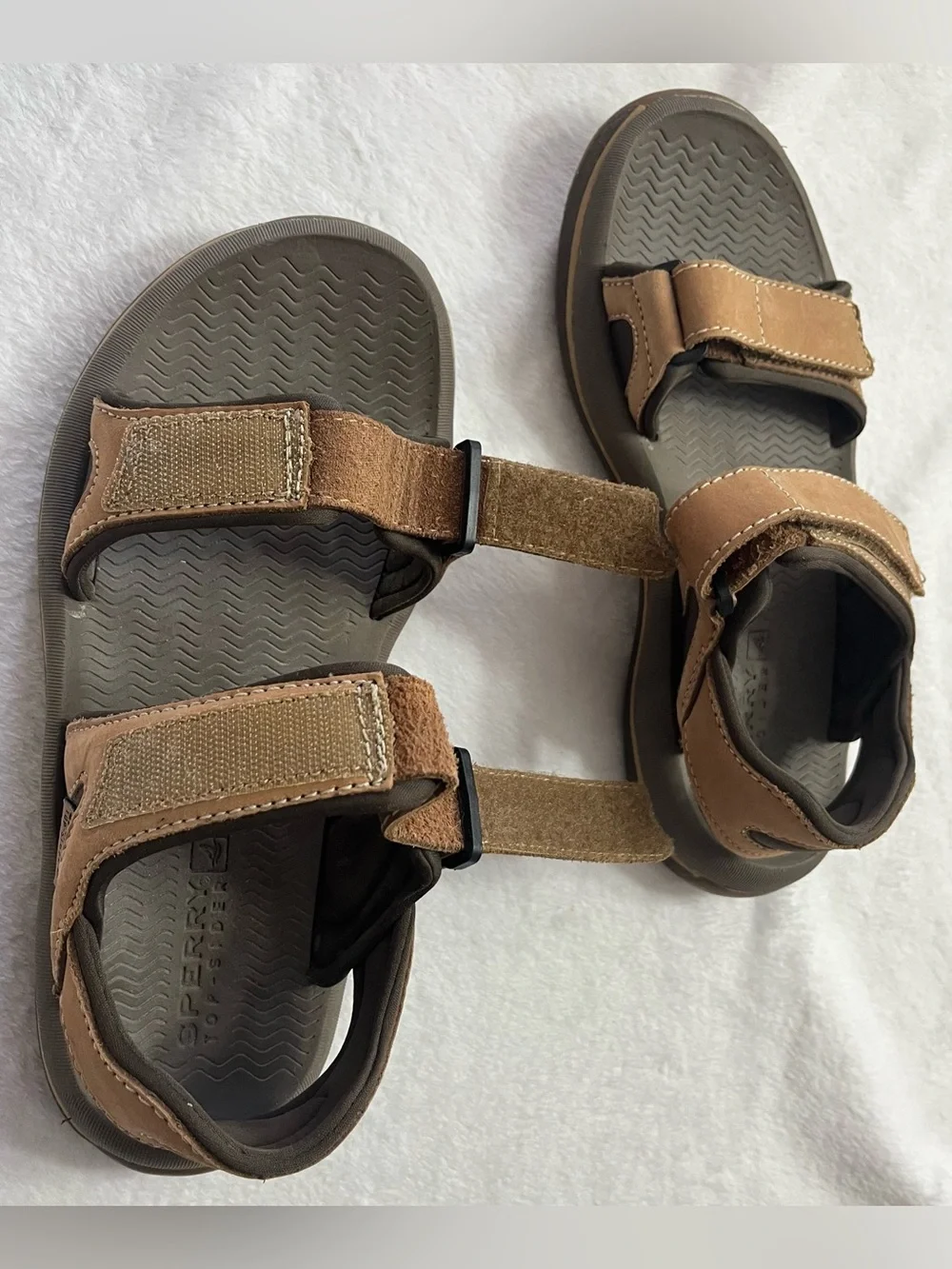 Sperry Men's Sz 7 Brown Leather Adjustable Strap Sandals